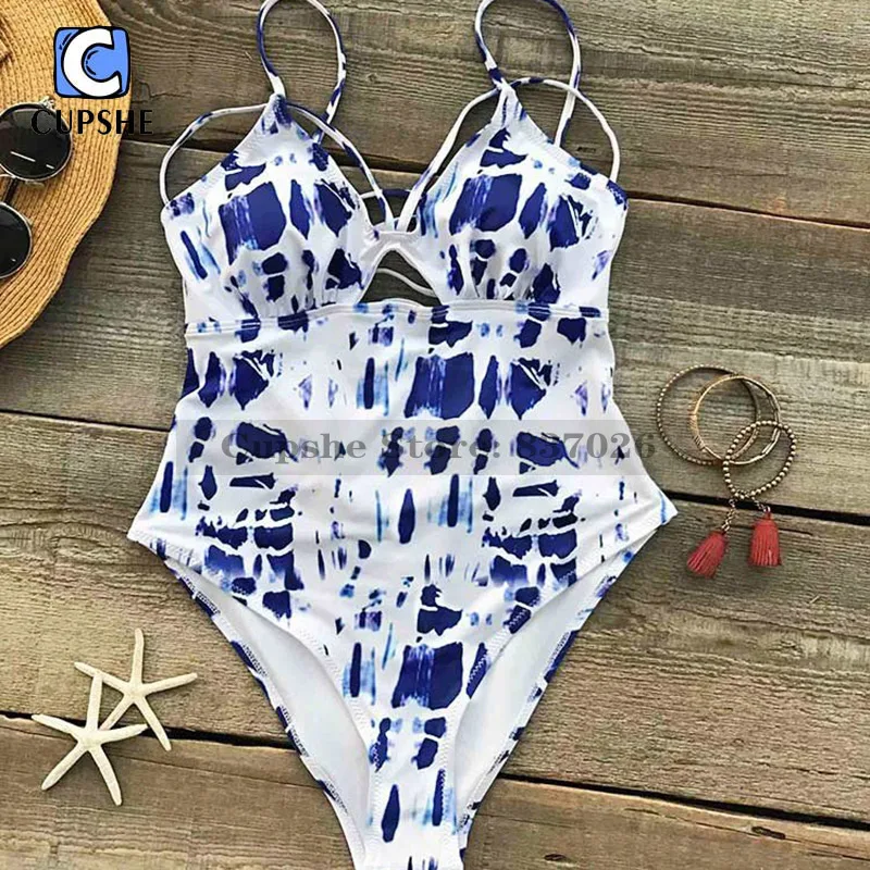 CUPSHE снежная ночь Галстук окрашенный цельный купальник Летний сексуальный
