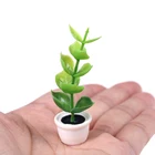 Зеленые Миниатюрные аксессуары мини пластиковое дерево в горшке Моделирование растения в горшке модель игрушки для 1:12 украшения кукольного дома