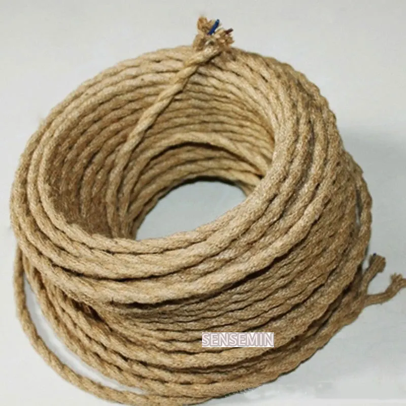

Round/Twisted Braided Cord Cable Electrical lighting wire hemp covered hemp rope