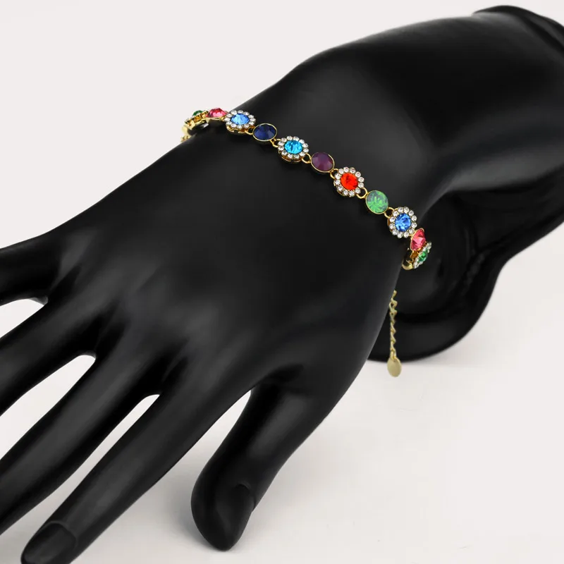 Neoglory кристалл и стразы очаровательный браслет красочные цветочные бусины