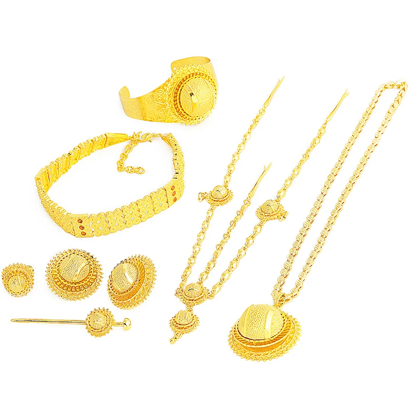 Женский комплект ювелирных украшений Ethlyn из колье и серёг золотого цвета с