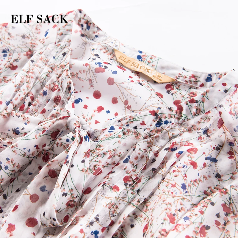 Женская блузка ELFSACK летняя шифоновая с цветочным принтом|Рубашки| |