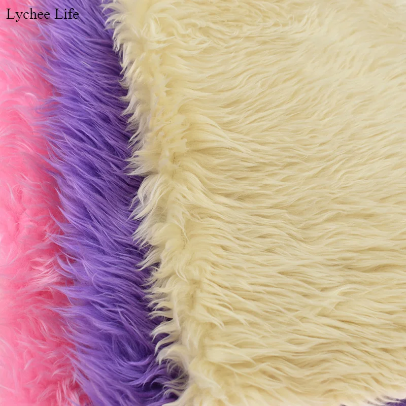 Lychee Life Fashion Handmade Immitation Fur Soft Fabric Women Plush Coat Patchwork Decoration Accessories images - 6