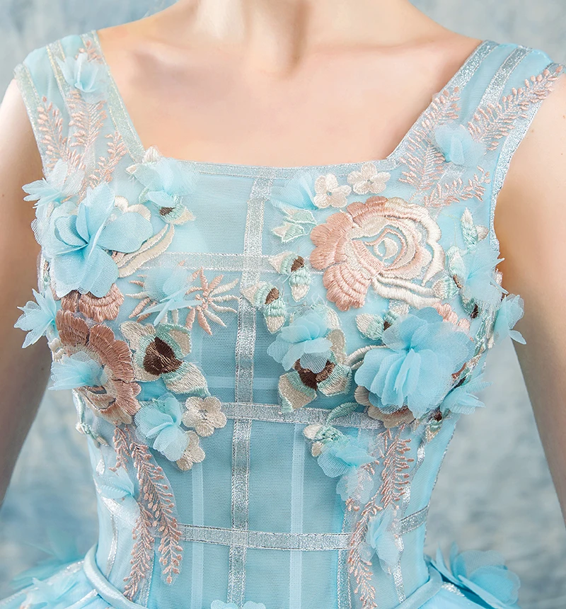 Синие пышные платья элегантные фатиновые с кружевом Vestidos De Debutantes Para