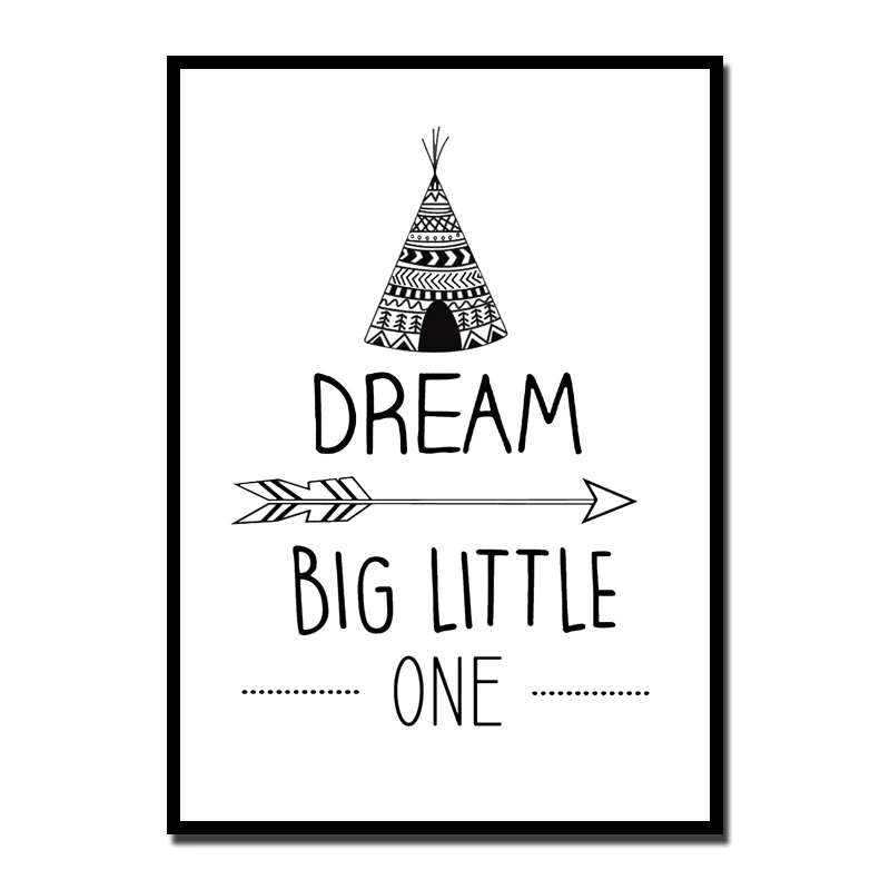 Черно-белая нордическая минималистская типография Цитата холст искусство