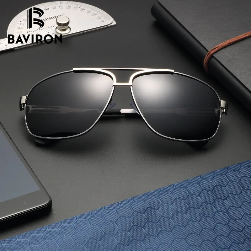 Солнцезащитные очки-авиаторы Мужские поляризационные с двойной перемычкой и