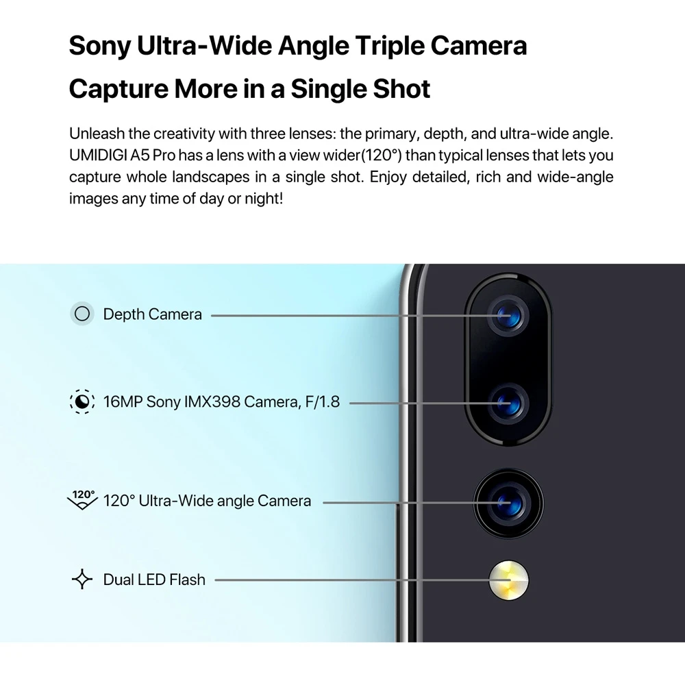 UMIDIGI A5 PRO смартфон с восьмиядерным процессором Android 9 0 6 3 дюйма FHD + 16 Мп 4150 мАч ОЗУ 4