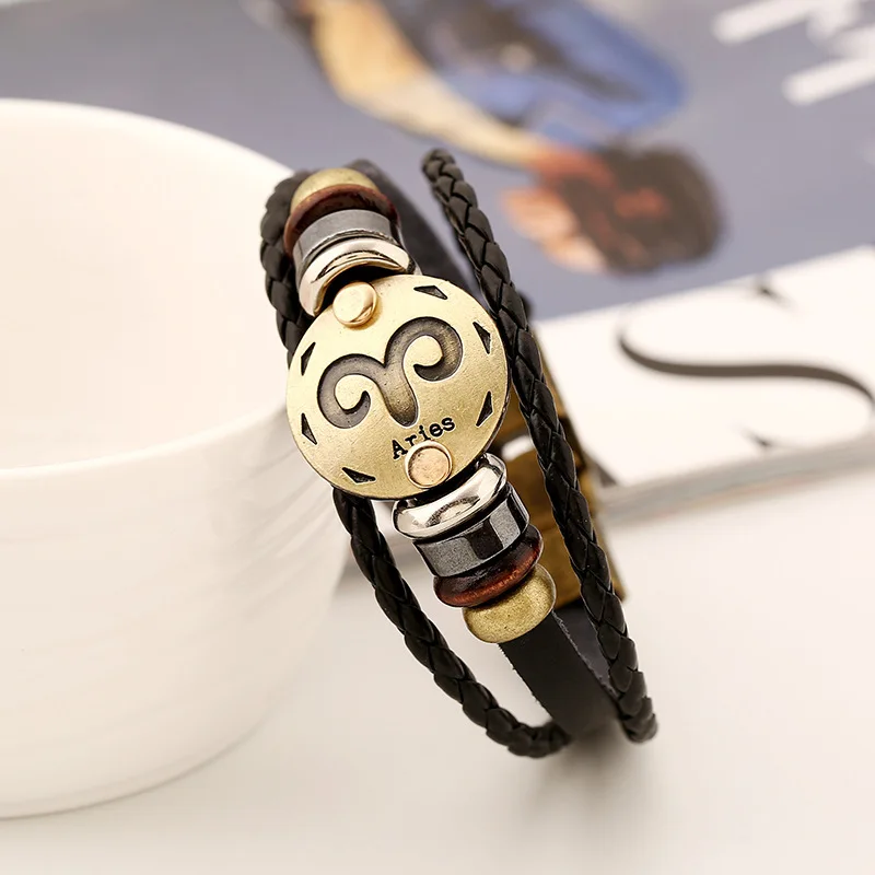 12 созвездий знаки зодиака черный силиконовый браслет резина для мужчин и женщин