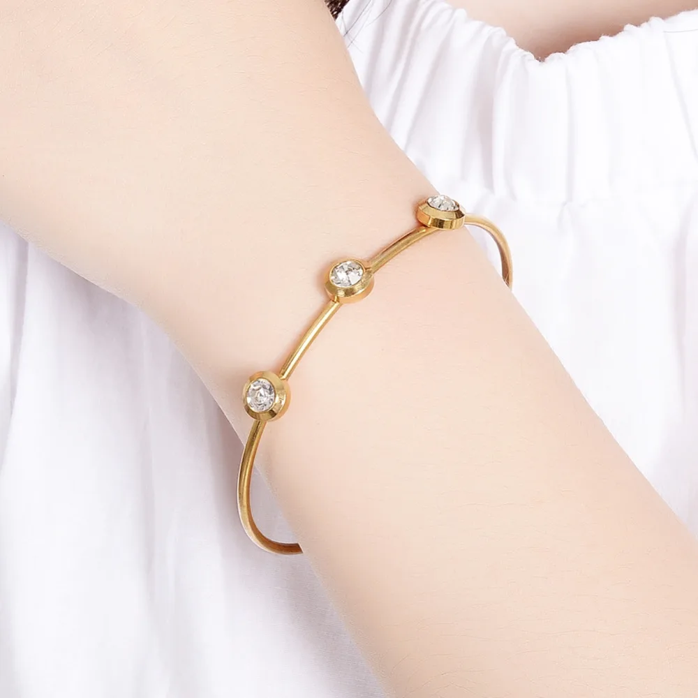 Цвета: золотистый серебристый Нержавеющая сталь со стразами Для женщин манжеты