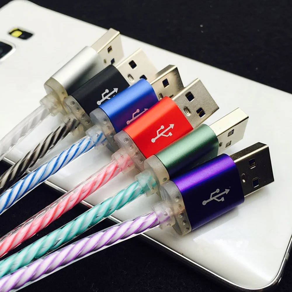 USB-кабель со светодиодной подсветкой мобильный телефон зарядного устройства для