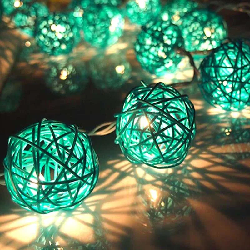 Гирлянда с ротанговыми шариками светодиодная 5 м 20 дюймов|led christmas lights battery|rattan ball ledlights led |