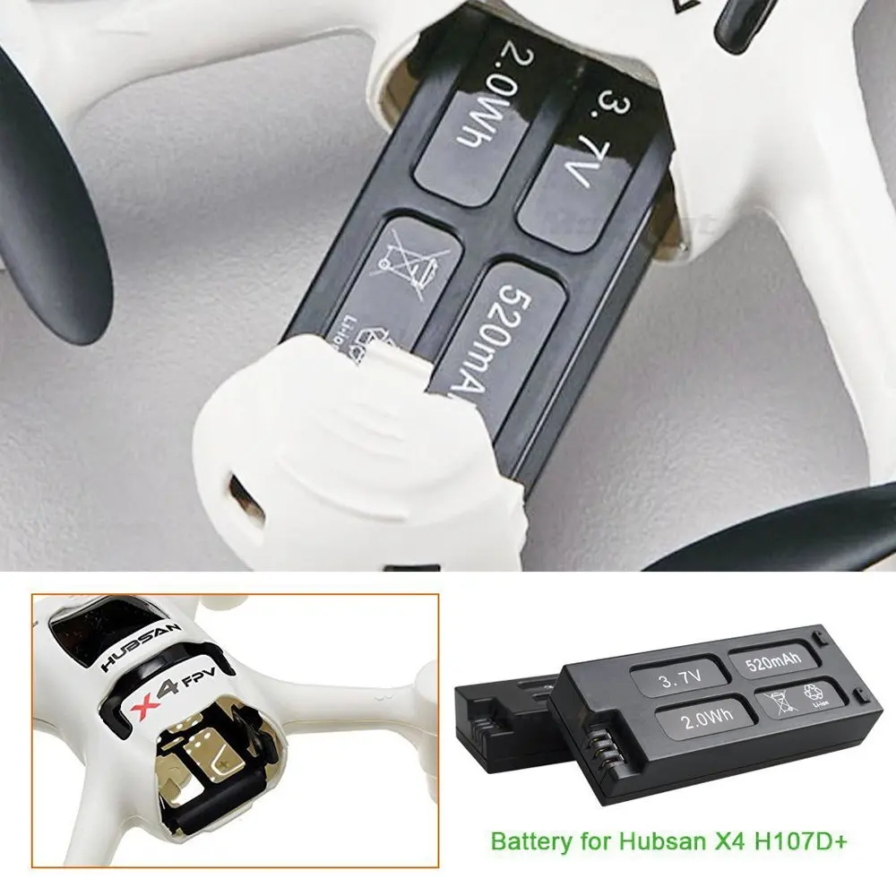 Литий полимерный аккумулятор Hubsan X4 Cam Plus H107D + 3 7 в 520 мАч 2 1|hubsan x4|hubsan x4 pluslipo battery |