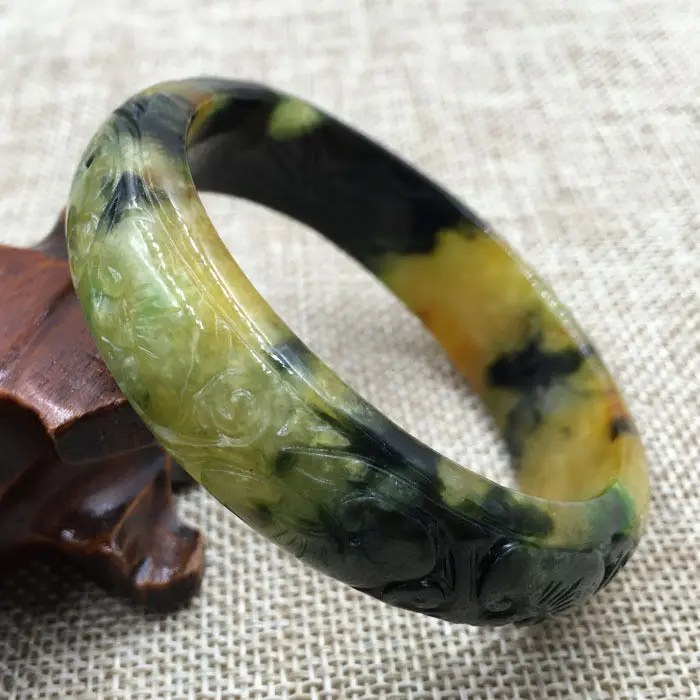 56 мм Старинные Китайский Ручной резьбой Коричневый Зеленый Жадеит Нефрита