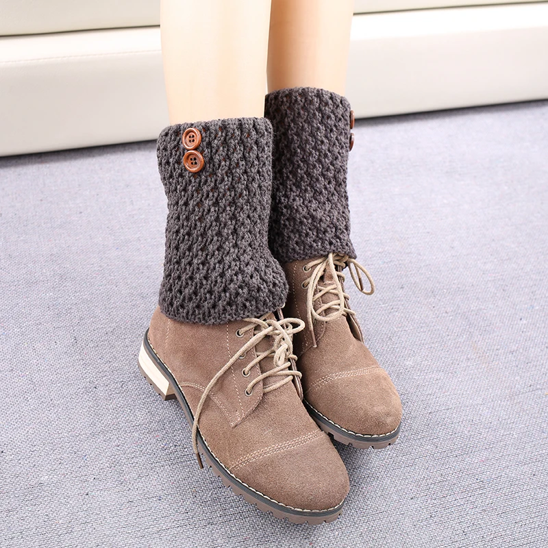 1 пара женские зимние вязаные гетры крючком сапоги манжеты однотонные теплые