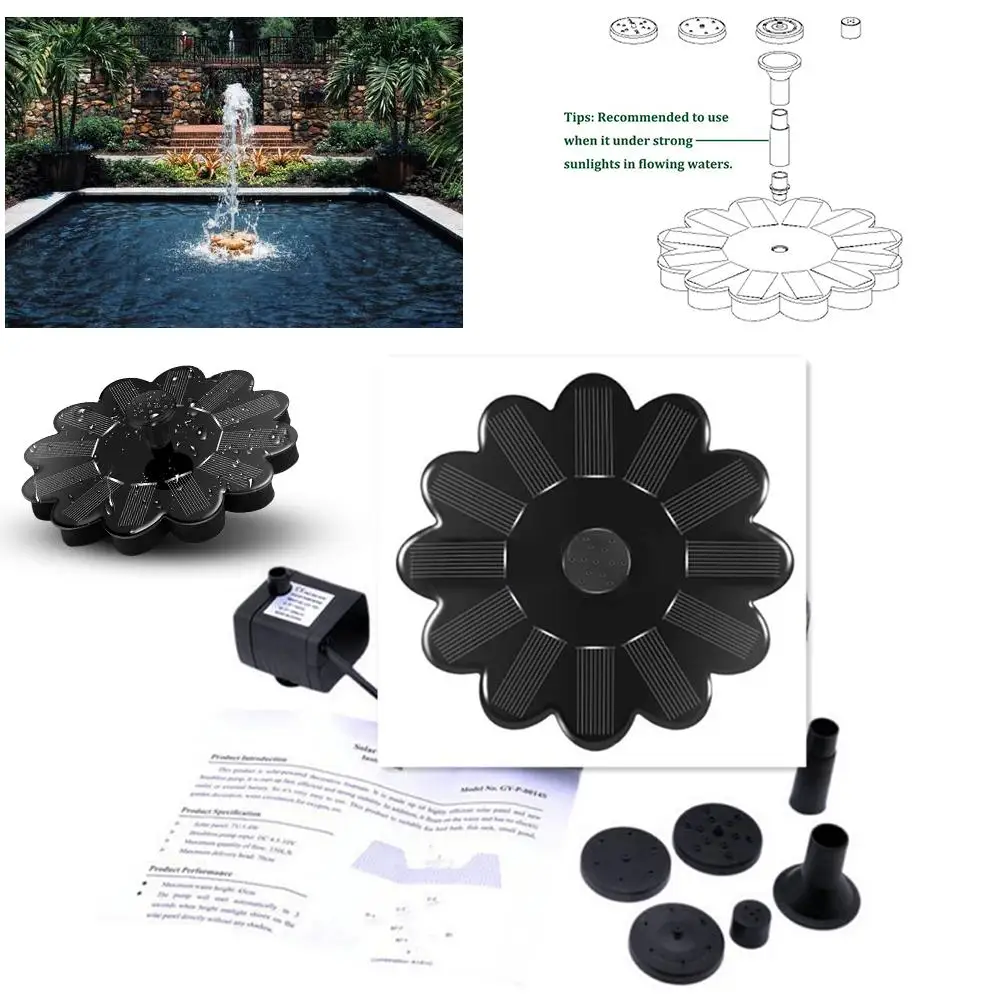 1.4W 6V Solar Water Pump Floating Panel Pool Solar Power Fountain Garden landscape Garden Pond Watering Kit Birdbath Fountain
