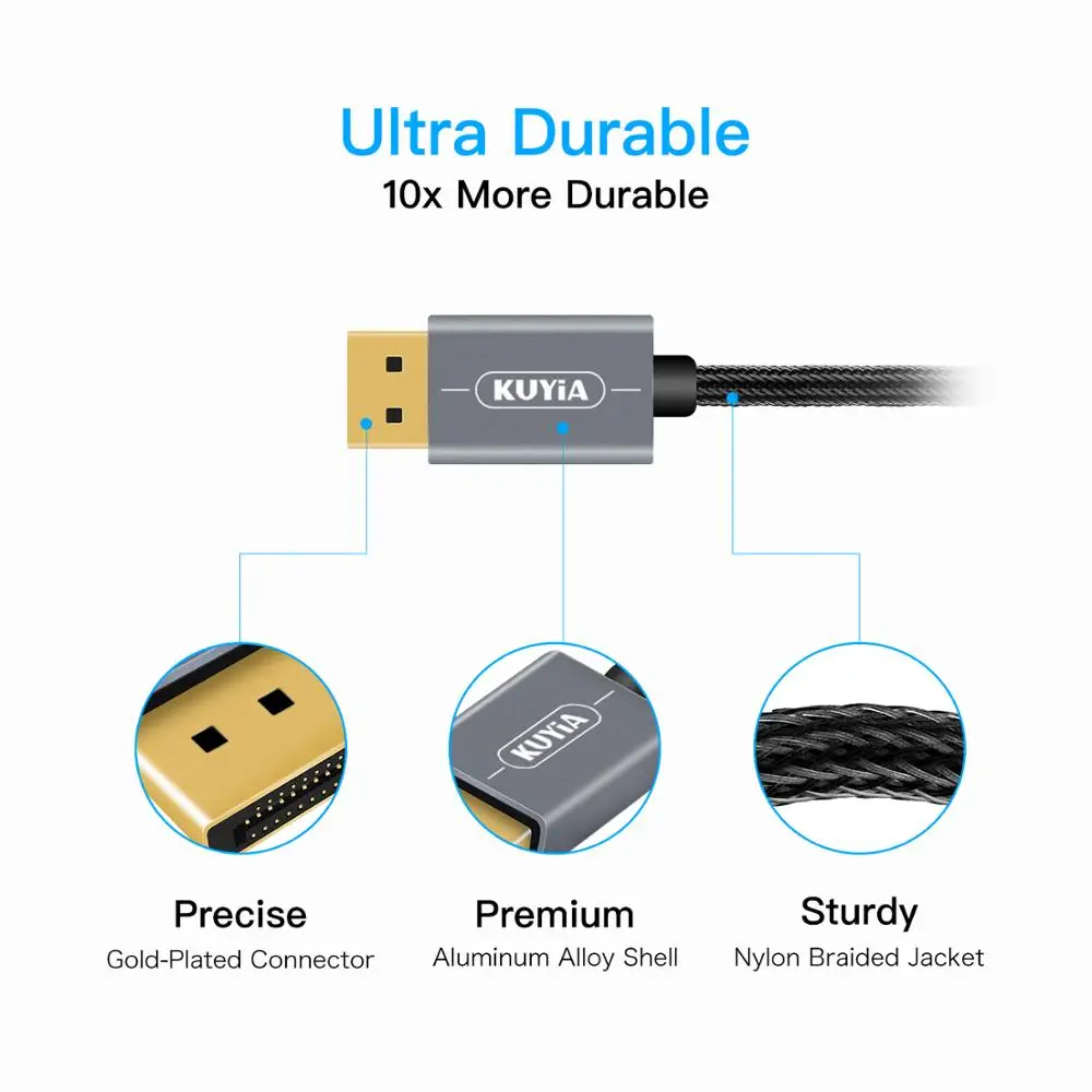 Кабель DisplayPort to 2 м DP (DP V1.2) аудио и видео кабель KUYiA нейлоновый позолоченный для Lenovo