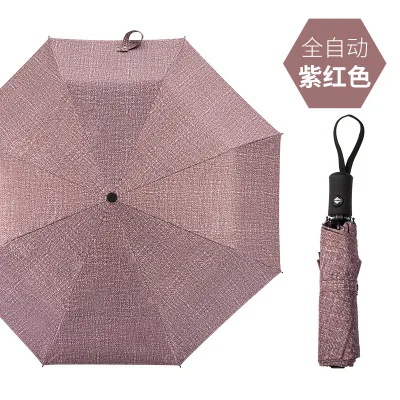 Umbrella 3 Fuchsia Полностью автоматический негабаритный Зонт усиленный дождь Женский тройной складной Мужской Женский Зонт ветрозащитный бизнес Зонты - Цвет: Umbrella 3 Fuchsia