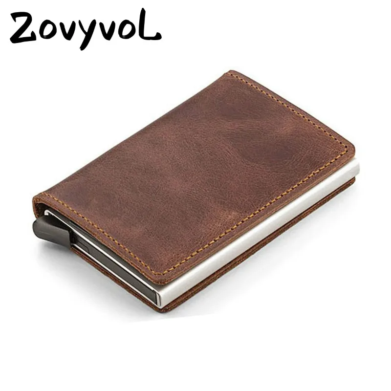 2019 унисекс натуральная кожа держатель для карт винтажный кошелек Crazy Horse Rfid