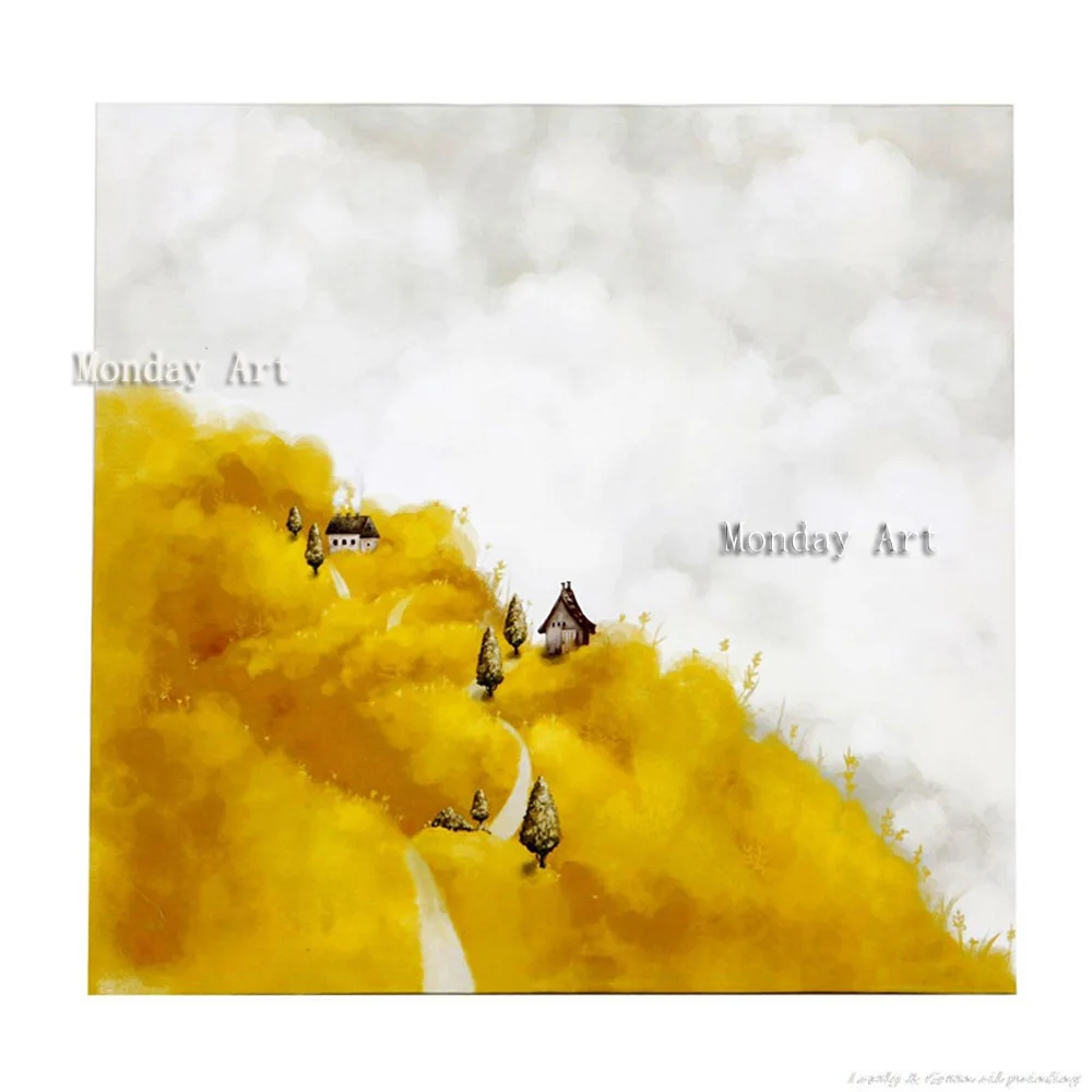 

100% Handmade Modern Abstract Wall Art home Decor Acrylic Canvas Picture Hand Painted Gold Colorful Landscape field Oil Painting