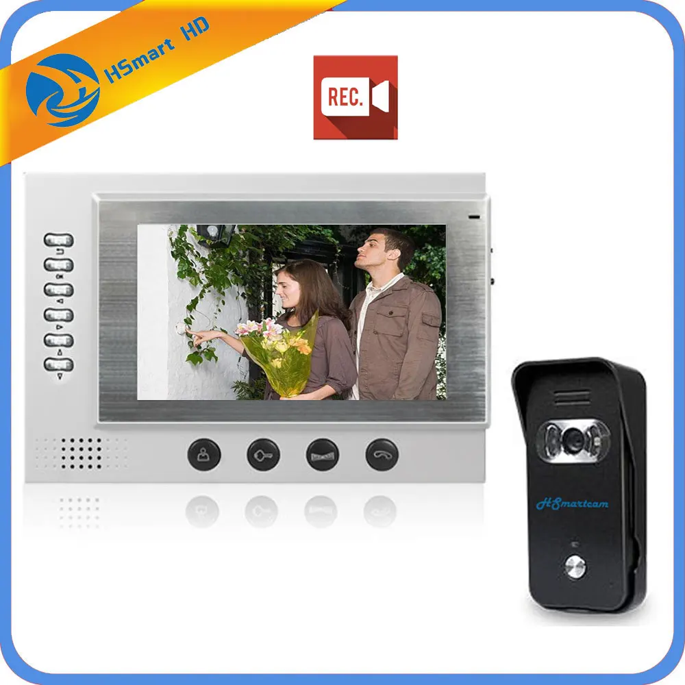 1cameraV1LCD " ЖК-монитор видео-телефон двери с видео записью фото съемки домашняя система безопасности ИК-камера Поддержка SD карты - Цвет: 1cameraV1LCD