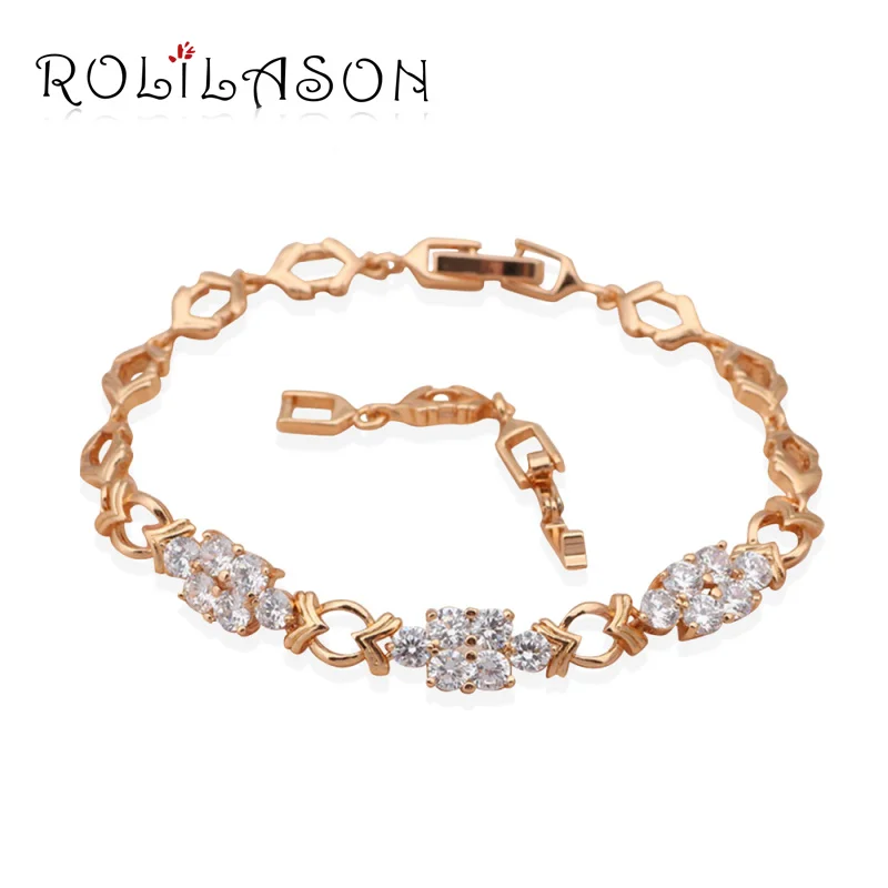 Браслет ROLILASON TB406 женский с белыми кристаллами модное Ювелирное Украшение