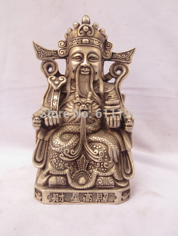 7 Inch Tibet silver Home FengShui decoration God of Wealth sculpture,Lucky statue Metal Crafts