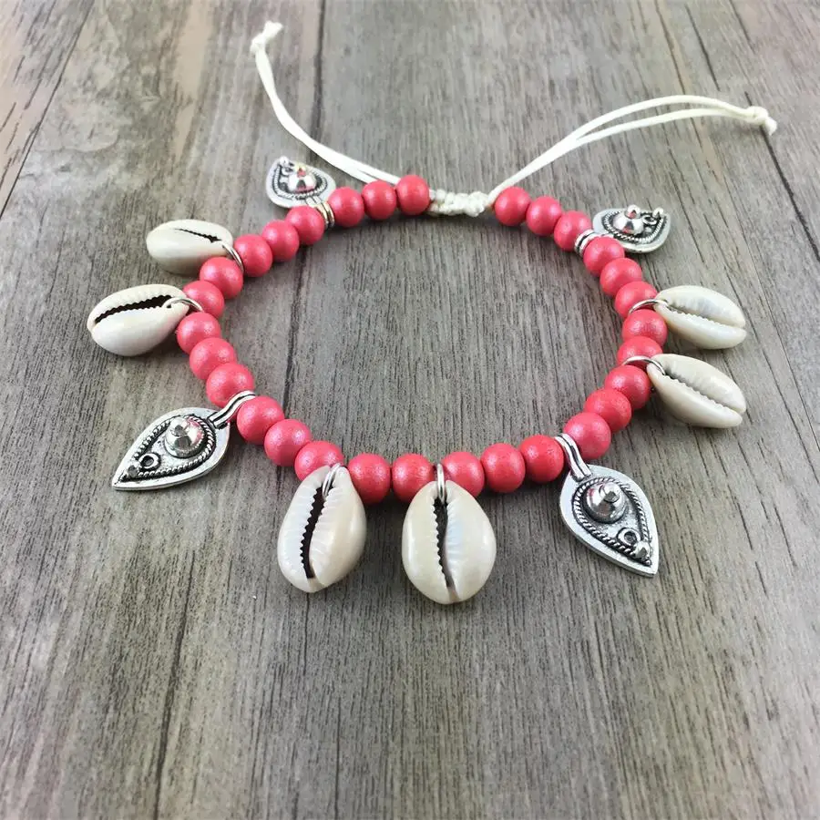 Браслеты дружбы женские подарки деревянные бусины регулируемые 2018 летние