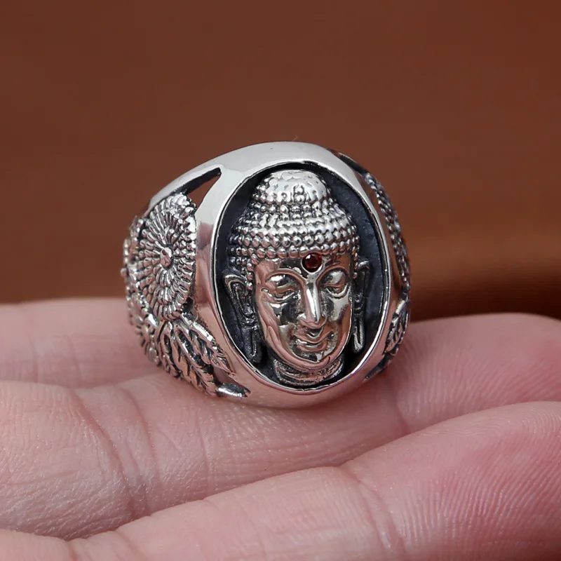 

100% 925 Серебряное ювелирное изделие фабричное ручное тайское серебряное восстанавливающее древние образы Будды мужское кольцо для первого секса