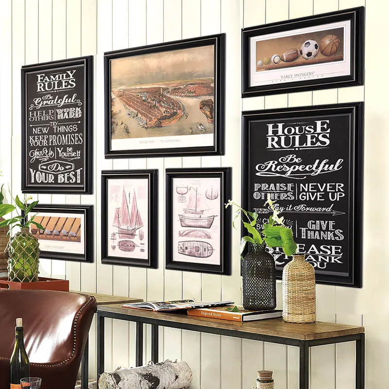 7 шт./компл. черные рамки в американском стиле для фотографий винтажная фоторамка