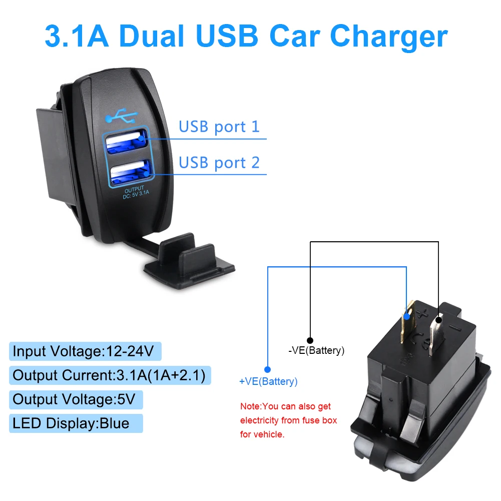 Urbanroad 1 шт. водонепроницаемое автомобильное зарядное устройство 5 в 3 А USB двойной