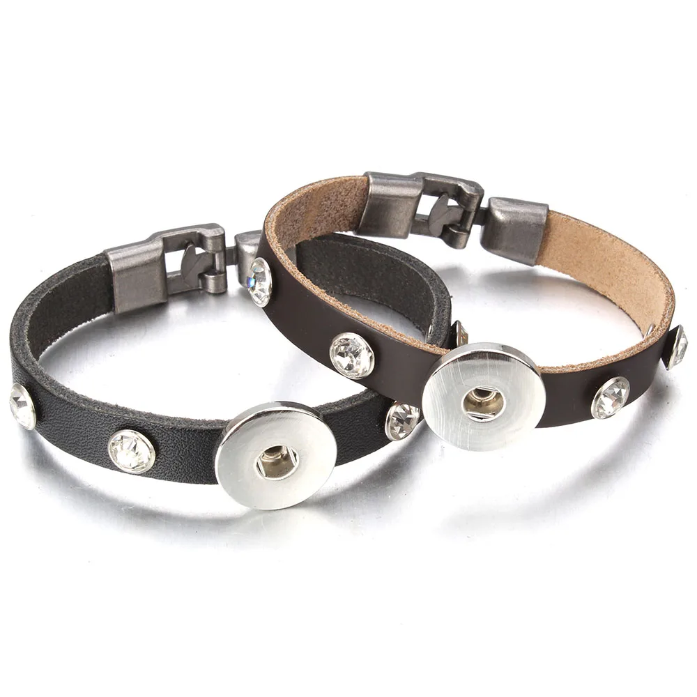 Новый браслет с кнопкой застежкой женский и мужской кожаный застежка оснастка 12