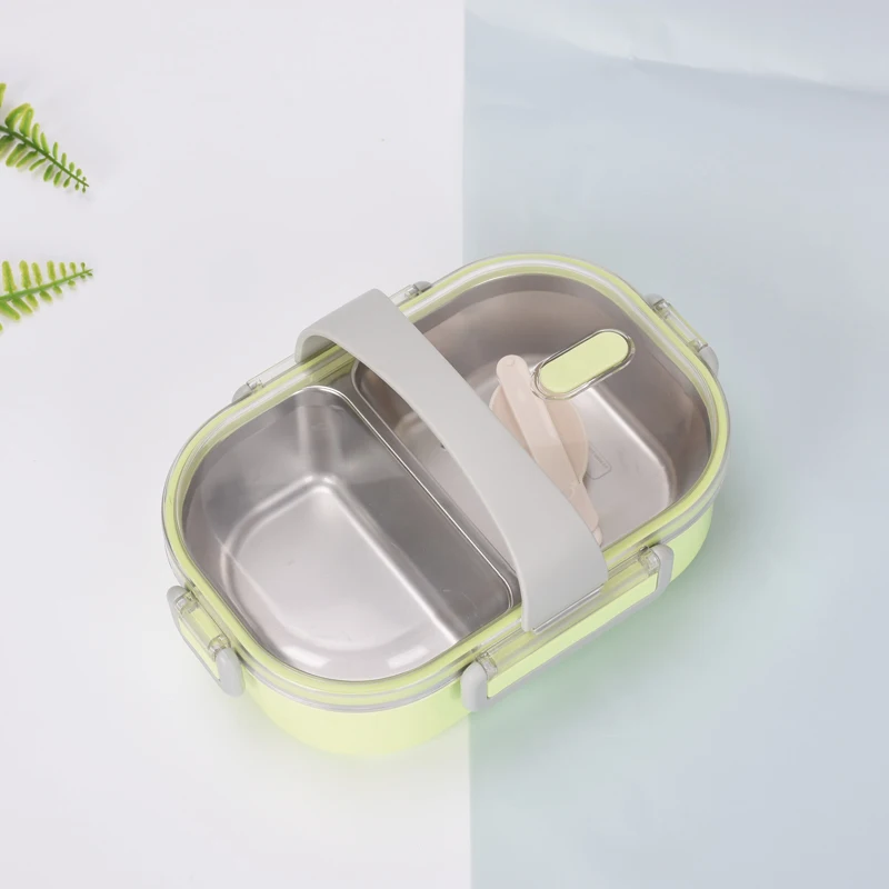 Green Японский Ланч-бокс ярких цветов, термо-бокс для еды, Bento box, 304 нержавеющая сталь, ланчбокс для детей, портативный, для пикника, школы, Fiambrera - Цвет: Green
