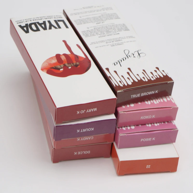 Новый бренд Губная помада Губ + Макияж комплект Водонепроницаемый жидкости Блеск