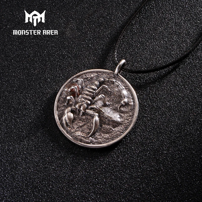 MONSTER AREA Vintage 925 Sterling Silver Scorpion Pendant For Men Retro Black Heavy Metal Jewelry | Украшения и аксессуары