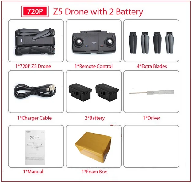 SJRC Z5 RC Дрон Профессиональный gps RTF 5G WiFi FPV 1080P камера с gps режим следования за мной RC Квадрокоптер vs XS812 MJX B5W JJPRO X5 - Цвет: 720P 2 Battery Foam