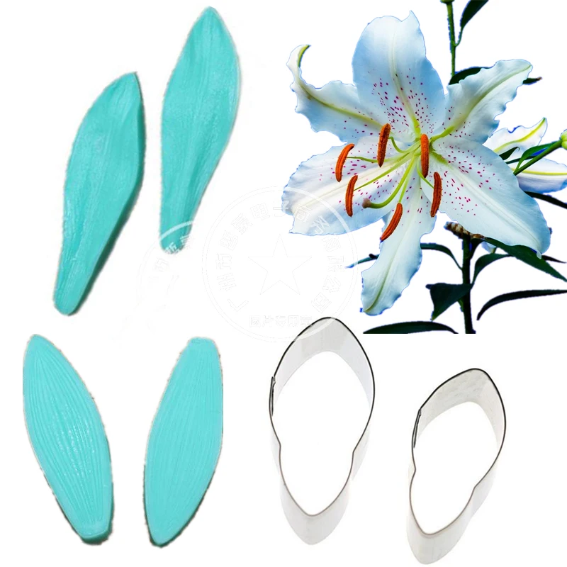 

Lily Petal Leaf Silicone Veiner & Cutter Flower Petal Cutter Fondant Sugarcraft Stainless Steel Cutter Cake Decorating Moulds