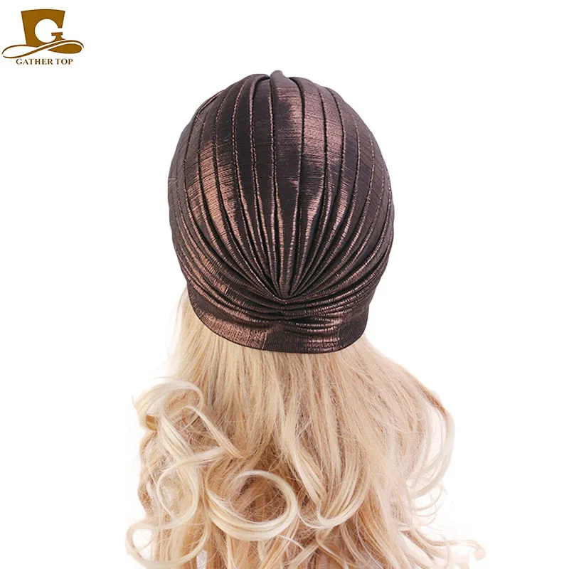 Новый модный металлический тюрбан с оборками головной убор женский