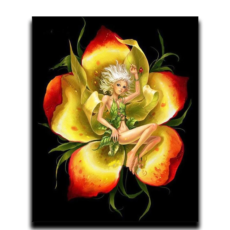 

Square Diamond Drill Painting Stitch Cross Paintings Full Rhinestone Arts and Crafts Wall Decoration New Fashion Flower Fairy