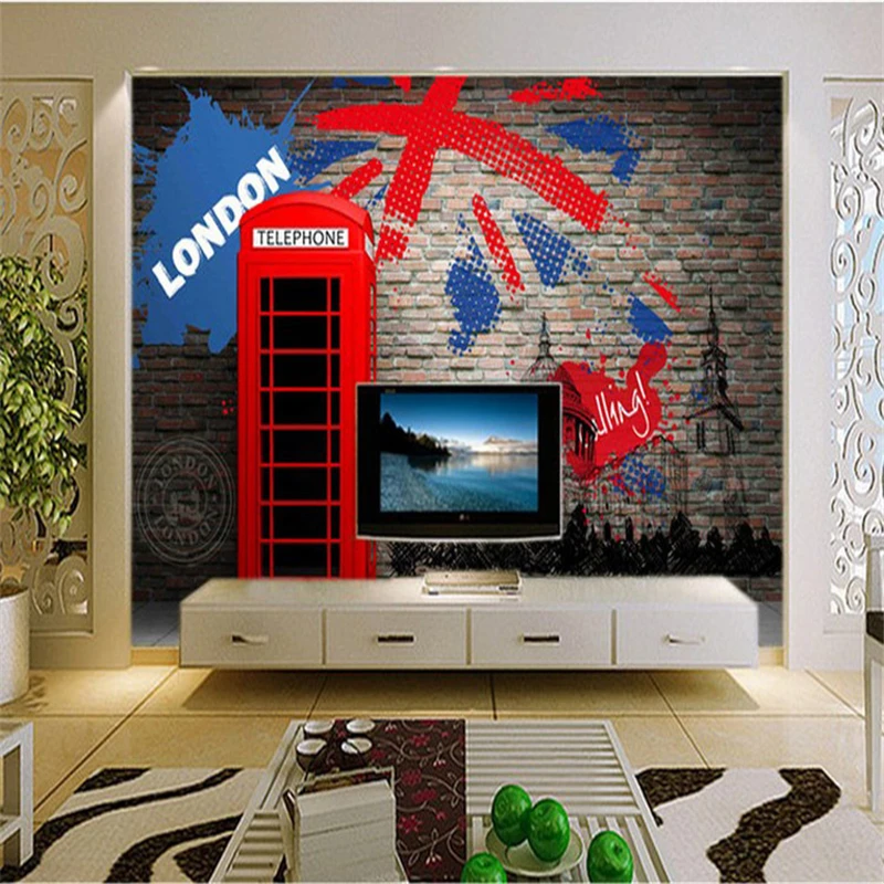 Обои в стиле ретро и американский красный фон 3d стерео КТВ Ресторан ТВ обои