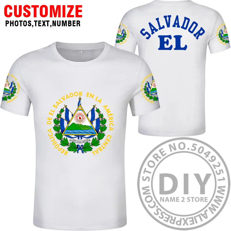 EL SALVADOR футболка diy Бесплатная на заказ с именем номером slv национальным флагом
