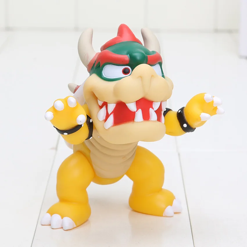 Super Mario Bros фигурка Боузер Купа Йоши Марио Луиджи Варио Ослик Конг персиковый гриб ПВХ фигурка игрушки модельные куклы - Цвет: Bowser