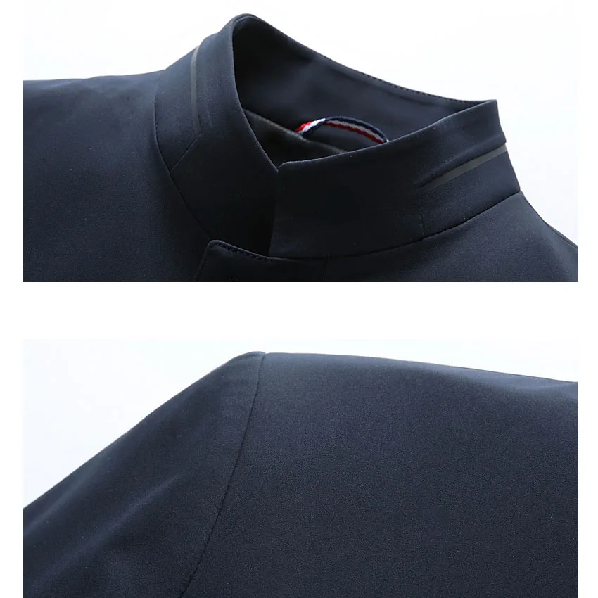 

England style solid color trench coat men stand collar single breasted coats outerwear 2019 autumn winter