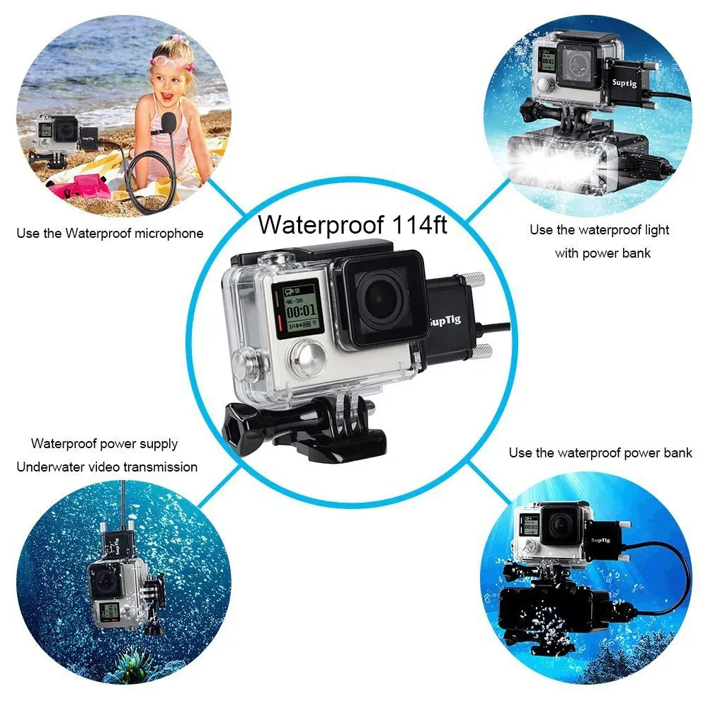 Для GoPro корпус перезаряжаемый водонепроницаемый корпус для GoPro Hero 4 Hero 3+ 3 Внешняя Спортивная камера для подводного зарядного устройства