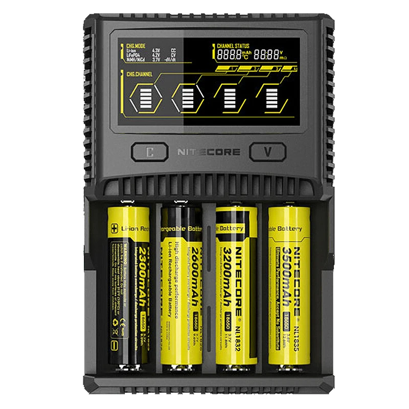 Nitecore SC4 Быстрое интеллектуальное зарядное устройство с ЖК дисплеем USB для литий