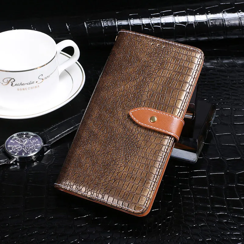 

IDEWEI For Sharp Aquos S2 Case Cover Luxury Leather Flip Case For Sharp Aquos S2 Protective Phone Case Crocodile Grain 5.5"