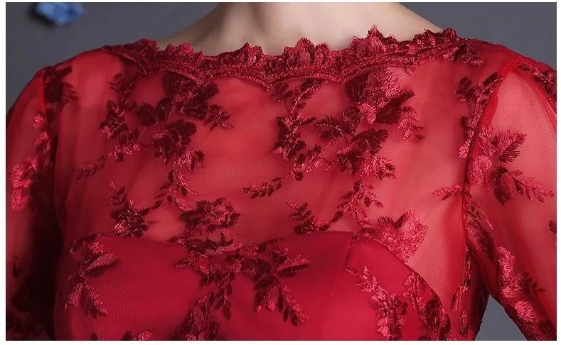 Дешевые Robe de Soiree Courte сексуальное с открытой спиной бордовое кружевное короткое платье подружки невесты аппликация Выпускные платья Vestido de Festa Curto