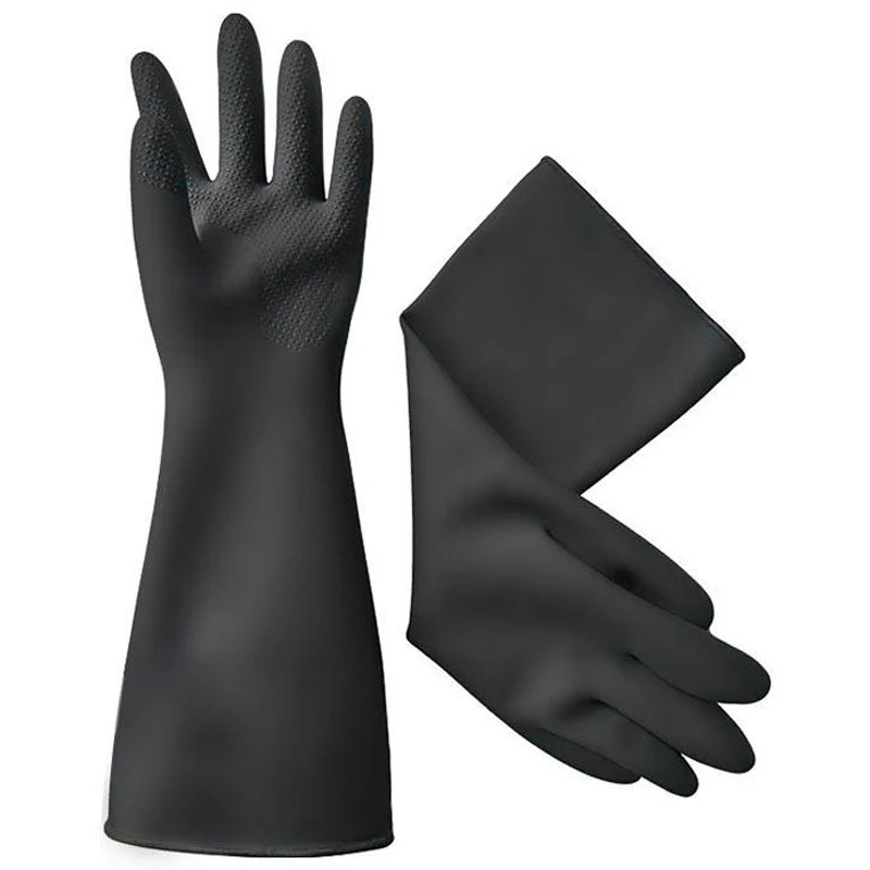 

2 пары/Лот перчатки с защитой от порезов перчатки с защитой от кислот и щелочей 60 см/24 дюйма латексные защитные перчатки черные Нескользящие толстые прочные GST006