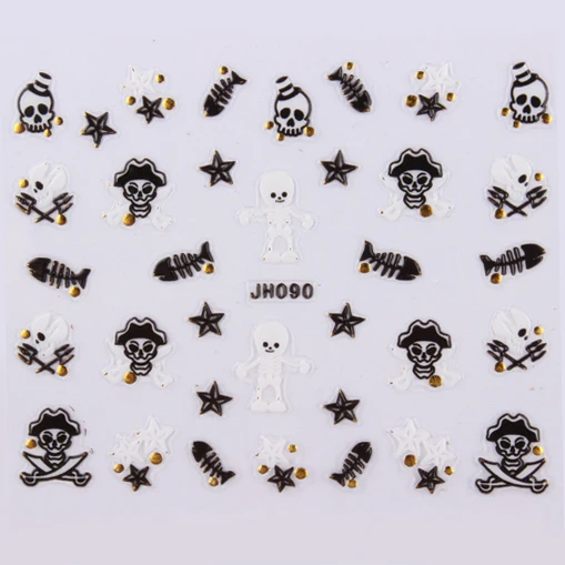 24 шт золото горный хрусталь Дизайн ногтей Хэллоуин самоклеящиеся Стикеры черный