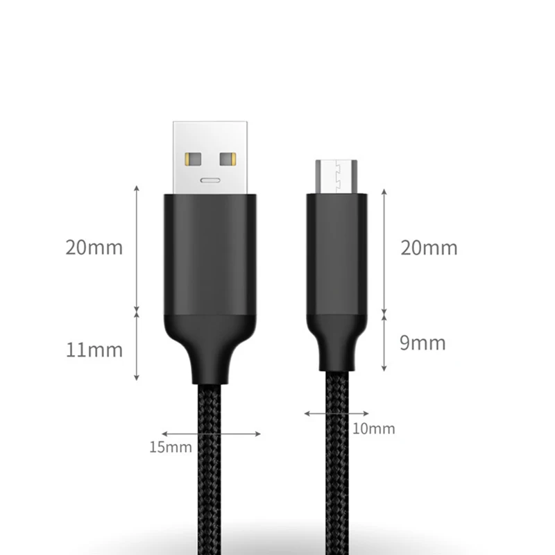 1 м микро USB кабель 5 в 3A Быстрая зарядка для синхронизации данных Samsung Xiaomi Android MP3