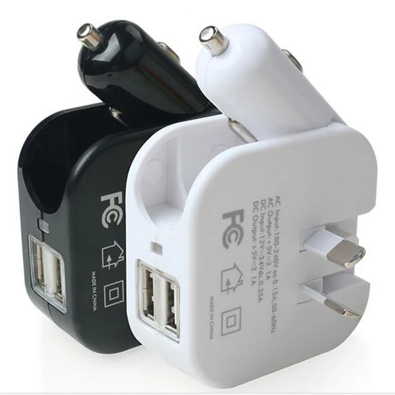 USB зарядное устройство для сотового телефона, складная Автомобильная зажигалка и настенные вилки 2в1, универсальное мобильное gps SLD01 5V 2.1A, домашнее зарядное устройство для путешествий